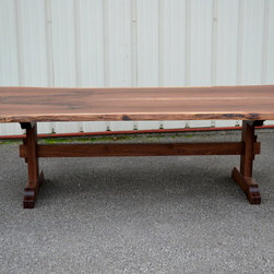 Live Edge Walnut Trestle Table with Figured Top - Dining Tables