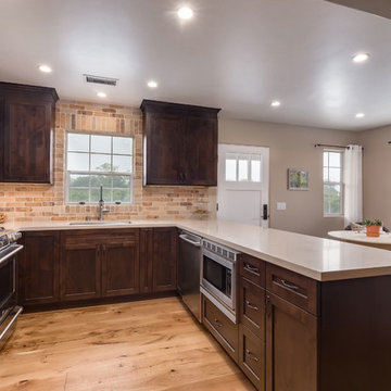 U-Shaped Kitchen with Dining Area Contemporary Farmhouse Remodel