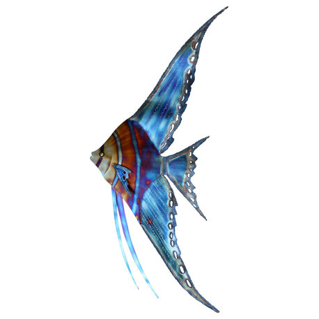 Coastal Home Decor 'Angelfish Left' - Tropical Fish Art on Stainless Steel