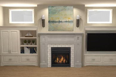 Example of a transitional living room design in Minneapolis