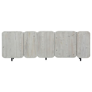 Nubla 73" Reclaimed Pine Sideboard Black and Light Grey Wash With Iron Legs