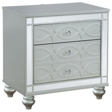 Pemberly Row 2-drawer Contemporary Wood Nightstand Silver Metallic
