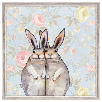 "Bunny Friends, Floral" Mini Framed Canvas by Eli Halpin