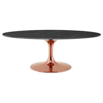 Lippa 48" Oval Artificial Marble Coffee Table, Rose Black