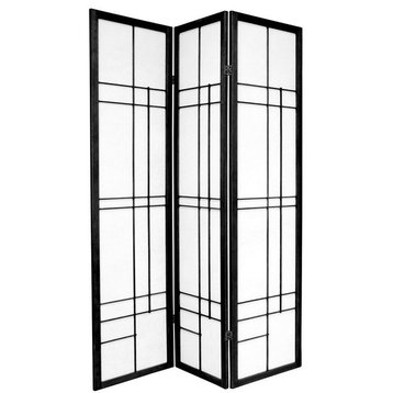 6' Tall Eudes Shoji Screen, Black, 3 Panels