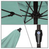 7.5' Patio Umbrella Bronze Pole Fiberglass Ribs Auto Tilt Sunbrella, Aruba