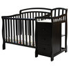 Dream On Me Casco 4-in-1 Mini Crib and Changing Table, Black