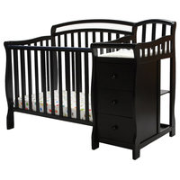Dream On Me Casco 4-in-1 Mini Crib and Changing Table, Black