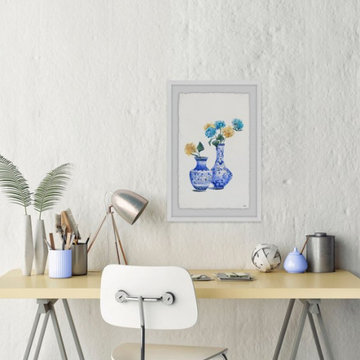 "Two Vases with Flowers" Framed Painting Print