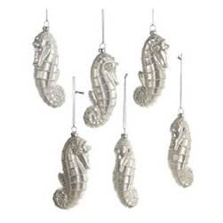 Glass Seahorse Ornaments - Set of 6 - New - Christmas Ornaments