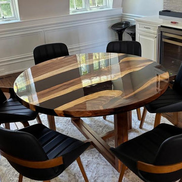 A Custom Ø54” Walnut Epoxy Dining Table Crafted for Stephanie in Chicago