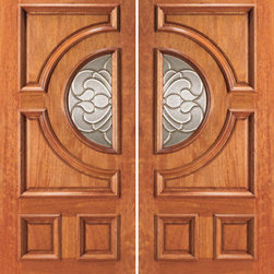 Front Double Door Mahogany Radius Lite with Casting Glass - Front Doors