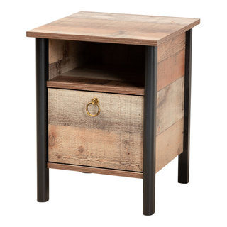 Kennie Modern Rustic Oak Effect Nightstand Industrial