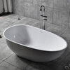 Homary Oval Freestanding Bathtub Stone Resin in Matte White