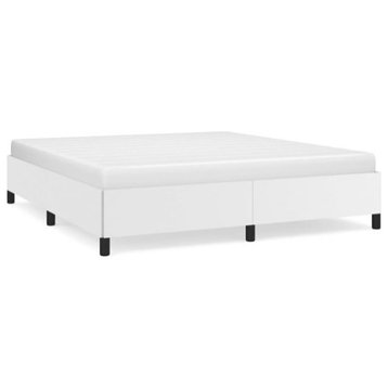 vidaXL Bed Frame Platform Bed White 72"x83.9" California King Faux Leather