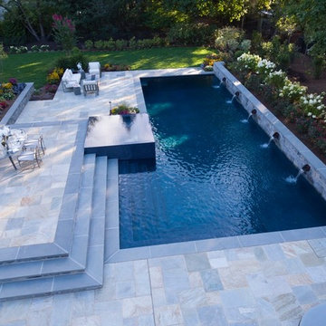 Franklin Lakes, NJ. Luxury swimming pool and geometric masterpiece