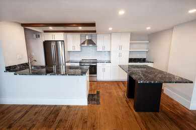 Example of a minimalist kitchen design in Providence