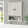 Pemberly Row Engineered Wood Bathroom Wall Cabinet with Doors in Linen White Oak