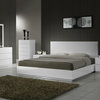 J&M Naples Glossy White Lacquer Finish Queen Size Bedroom Set
