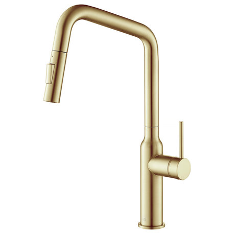 Macon Single Handle Pull Down Kitchen Faucet, Brushed Gold, W/O Soap Dispenser