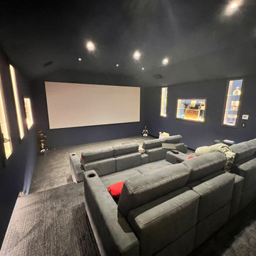Completed Theatre, with large seamless projector screen