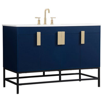 Elegant Decor Eugene 48" Aluminum MDF Single Bathroom Vanity in Blue