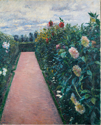 Camino de jardín y macizos de dalias, Petit Gennevilliers, 1890-1891