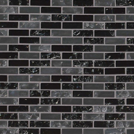 Glissen Black Brick Pattern Glass Mosaic, Sample