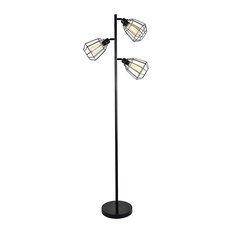 60W 3-Light Floor Uplight Lamp With Metal Shade, UL-Listed