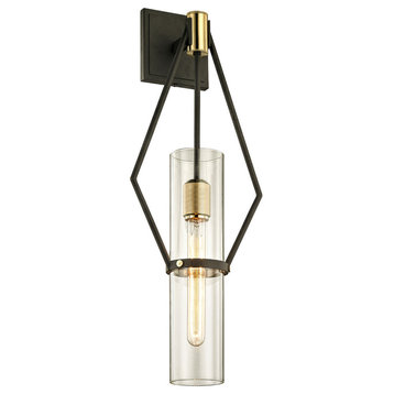 Raef Wall Sconce, Textured Bronze and Brushed Brass Finish, 26"