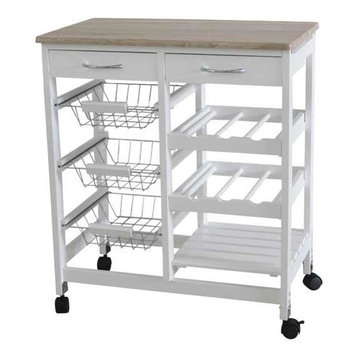 Kitchen Trolley with 2 Drawers and Baskets