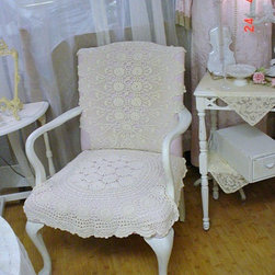 Chalkpainted and Lace covered Wingback Chair - Products