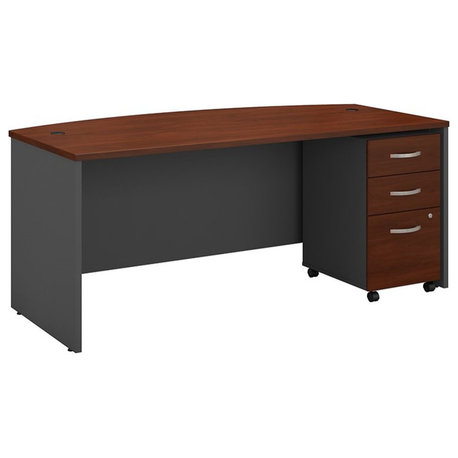 Series C 72"W Bow Front Desk with Mobile File in Hansen Cherry - Engineered Wood