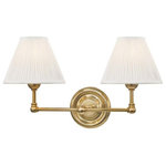 Hudson Valley Lighting - Hudson Valley Lighting Classic No.1, 2 Light Wall Sconce, Antique Brass - Choose from an Off-white pleated silk shade or matClassic No.1 2 Light Aged Brass Off-White *UL Approved: YES Energy Star Qualified: n/a ADA Certified: n/a  *Number of Lights: 2-*Wattage:60w E12 Candelabra Base bulb(s) *Bulb Included:No *Bulb Type:E12 Candelabra Base *Finish Type:Aged Brass