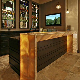 Photo of a contemporary home cinema in Tampa.