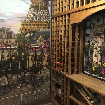 Paris/London Wine Cellar Murals by Tom Taylor of Mural Art LLC