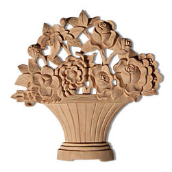 Inviting Home Inc. - Sierra Basket Wood Carving, White Hardwood/Bass - Onlays And Appliques