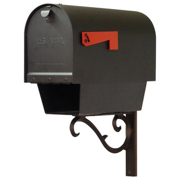 Titan Steel Mailbox With Newspaper Tube & Sorrento Mailbox Mounting Bracket