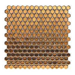 Merola Tile Bits Hex Gold Porcelain Mesh-Mounted Mosaic Tile - Mosaic Tile