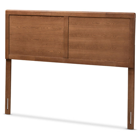 Scotty Mid-Century Modern Walnut Brown Wood King Headboard