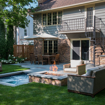 Winnetka, IL Hot Tub with Automatic Cover and Fire Pit