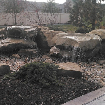 Carved Stone water features around patio