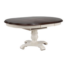 French Provincial Style Round Table Dining Tables Houzz Andrews Erfly Leaf Dining Table Antique White And Chestnut Top