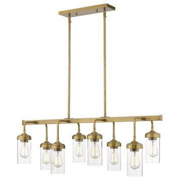 8 Light Pendant in Industrial Style - 40 Inches Wide by 14.5 Inches