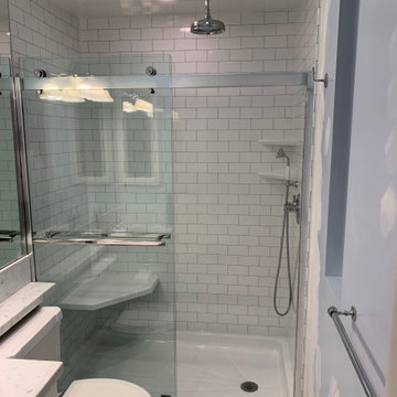 Classic White Subway Tile Shower with Chrome Accents