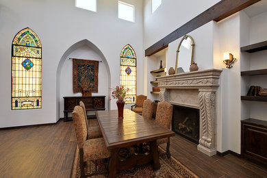 Inspiration for a mediterranean porcelain tile dining room remodel in Albuquerque