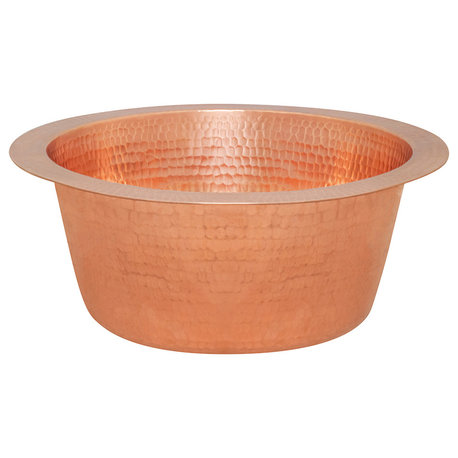 Premier Copper Products BR12PC2 12" Round Hammered Copper Bar Sink