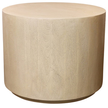 Flagstaff 20" Round Solid Wood Side Table, Stone Natural Finish