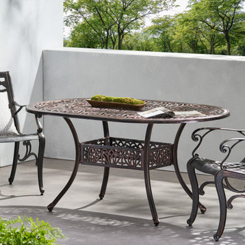 GDF Studio Outdoor Cast Aluminum 6-seater Oval Dining Table
