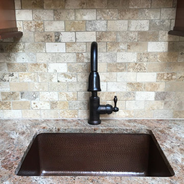 25" Hammered Copper Kitchen Single Basin Sink with Matching Drain and Accessorie